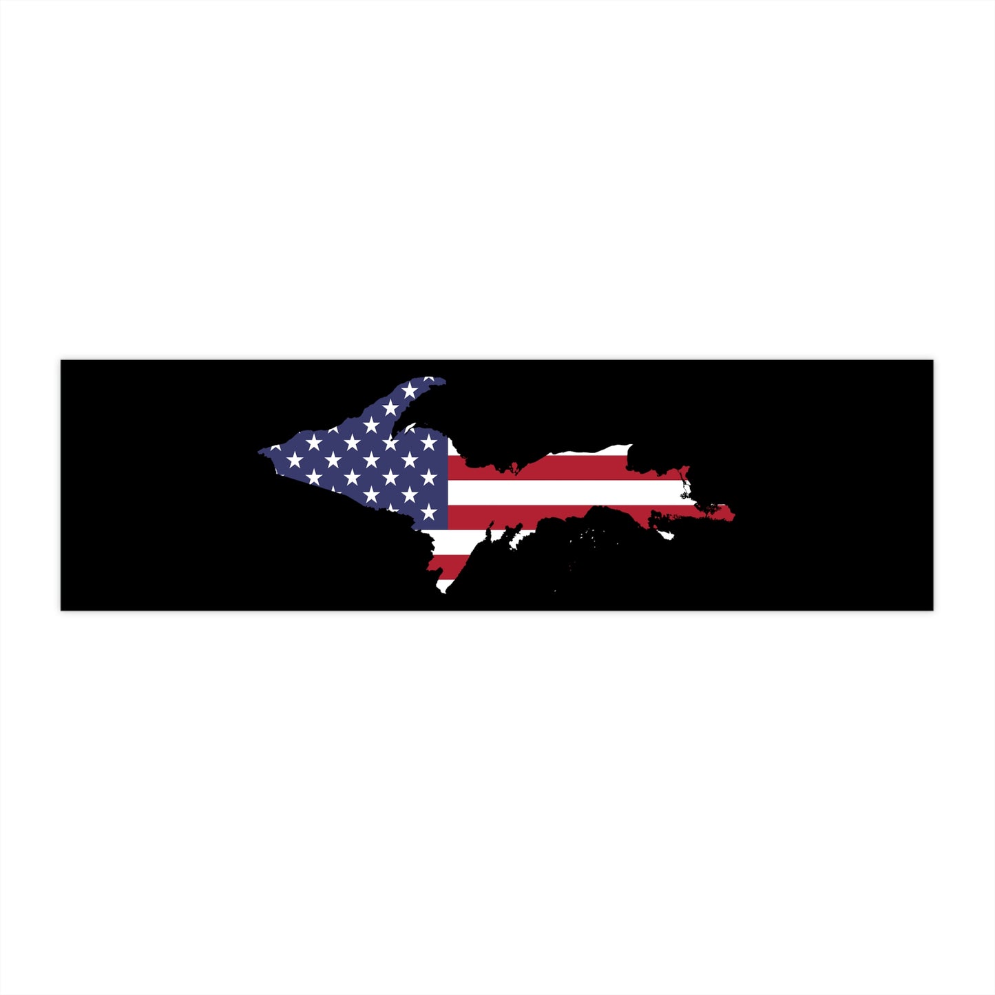 Michigan Upper Peninsula Bumper Stickers (w/ UP USA Flag Outline) | Black Background