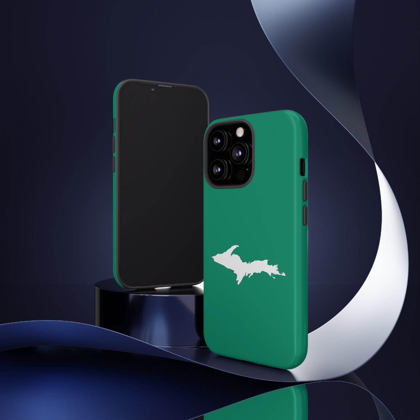 Michigan Upper Peninsula Tough Phone Case (Emerald Green w/ UP Outline) | Apple iPhone