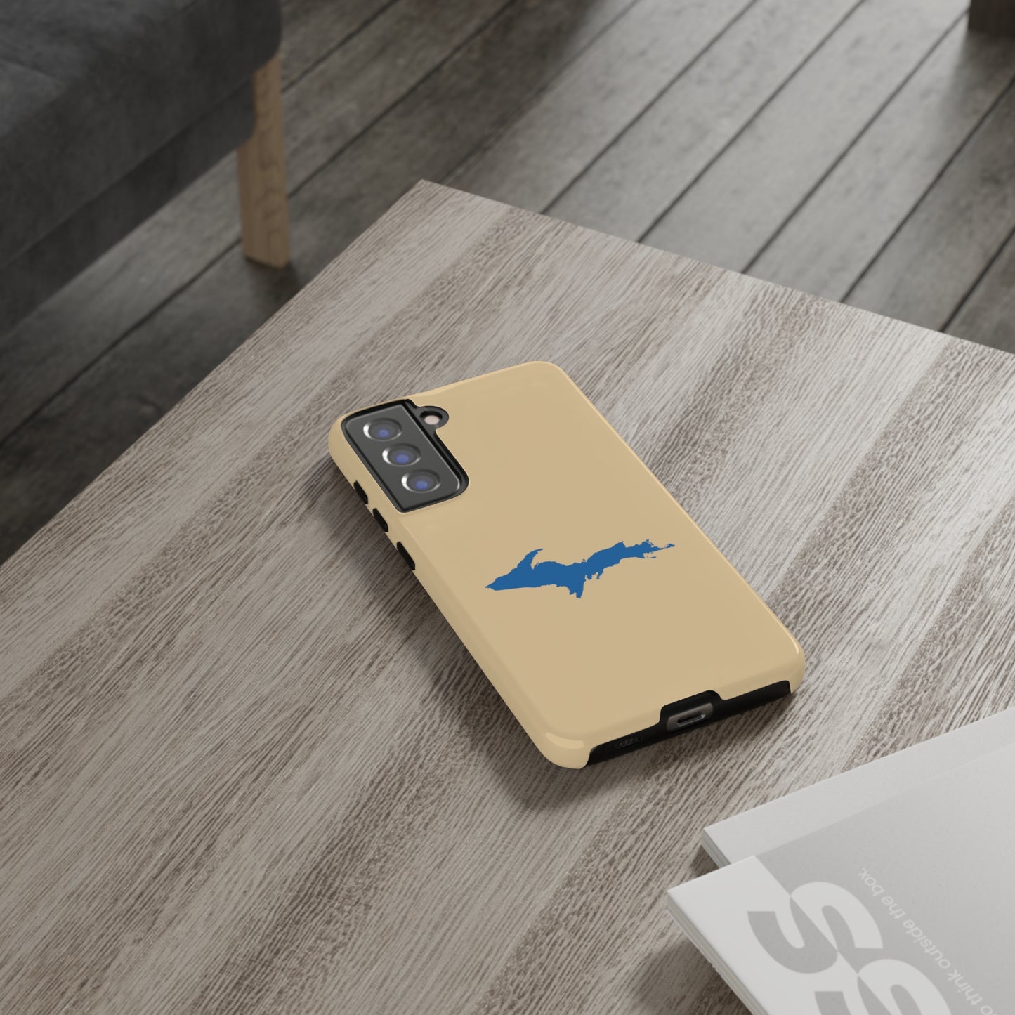 Michigan Upper Peninsula Tough Phone Case (Maple Color w/ Azure UP Outline) | Samsung & Pixel Android