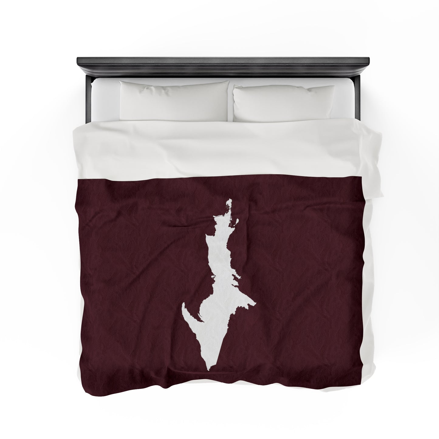 Michigan Upper Peninsula Plush Blanket (w/ UP Outline) | Old Mission Burgundy