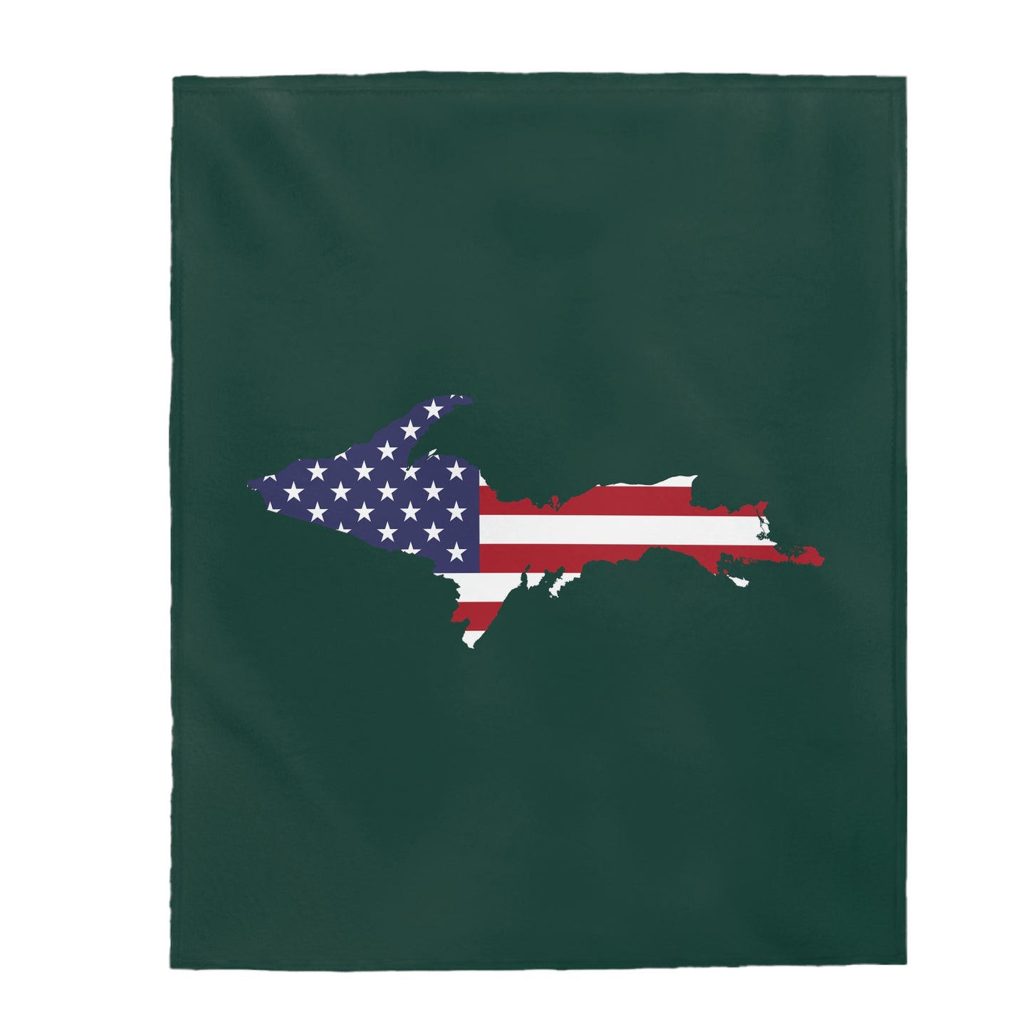 Michigan Upper Peninsula Plush Blanket (w/ UP USA Flag Outline) | Green