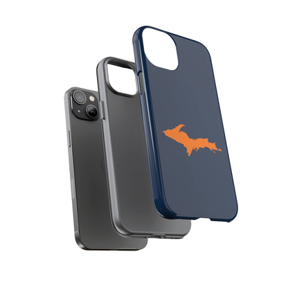 Michigan Upper Peninsula Tough Phone Case (Navy w/ Orange UP Outline) | Apple iPhone