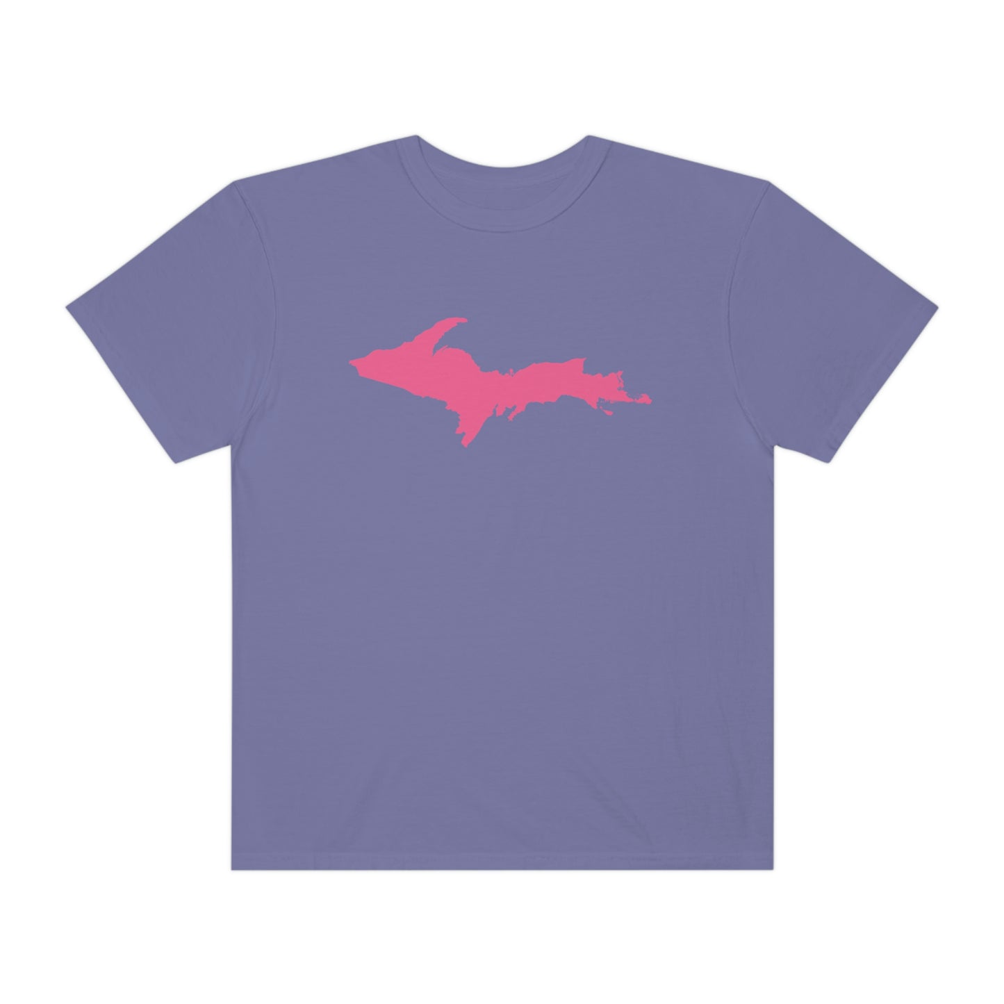 Michigan Upper Peninsula T-Shirt (w/ Pink UP Outline) | Unisex Garment-Dyed