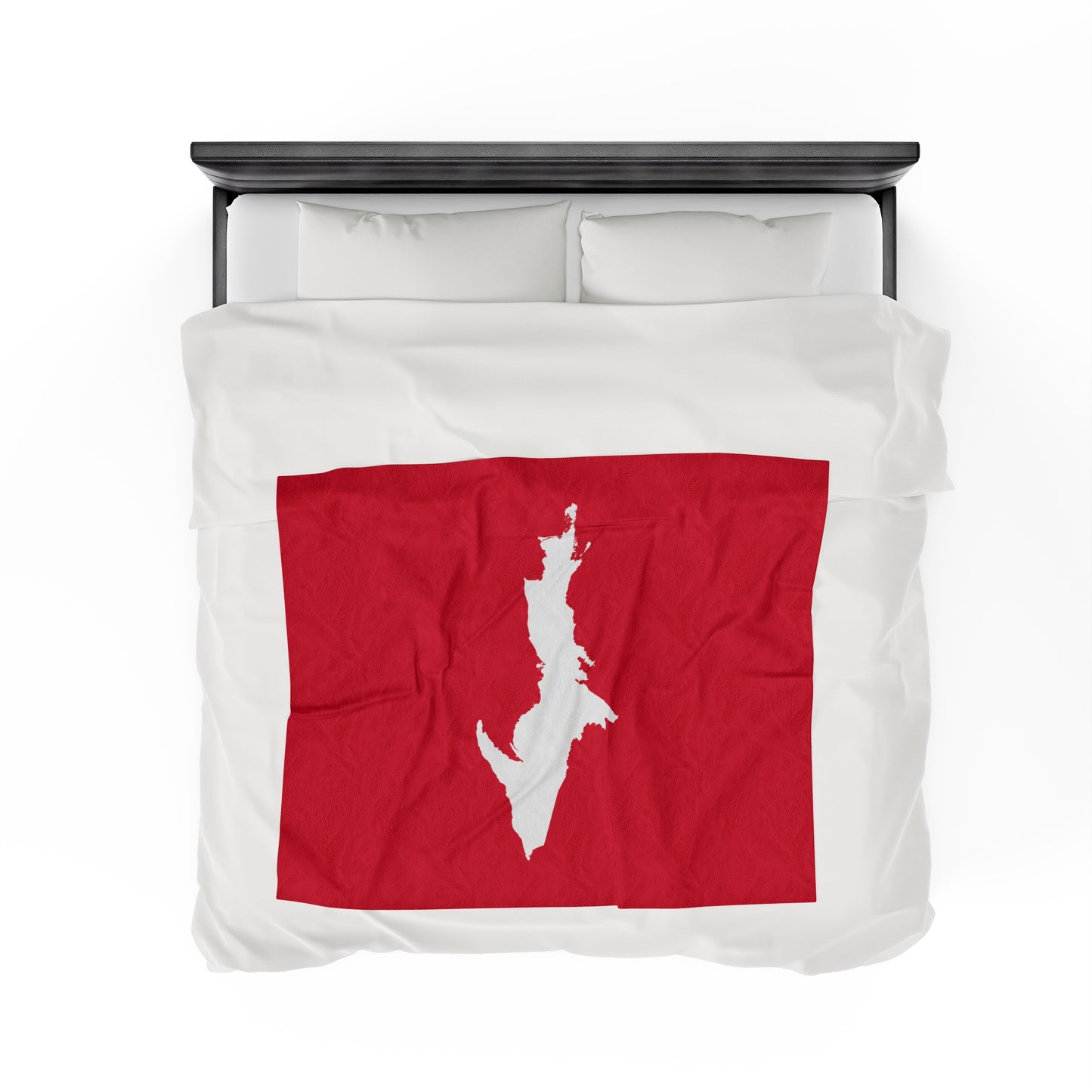 Michigan Upper Peninsula Plush Blanket (w/ UP Outline) | Lighthouse Red