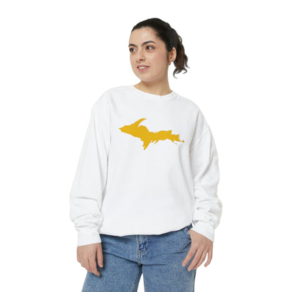 Michigan Upper Peninsula Sweatshirt (w/ Gold UP Outline) | Unisex Garment Dyed