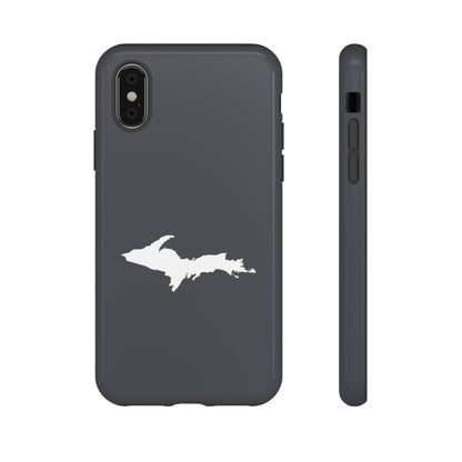 Michigan Upper Peninsula Tough Phone Case (Iron Ore Grey w/ UP Outline) | Apple iPhone