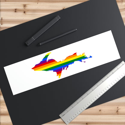 Michigan Upper Peninsula Bumper Stickers (w/ UP Pride Flag Outline) | White Background