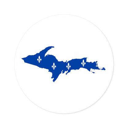 Michigan Upper Peninsula Round Stickers (w/ UP Quebec Flag Outline) | Indoor\Outdoor