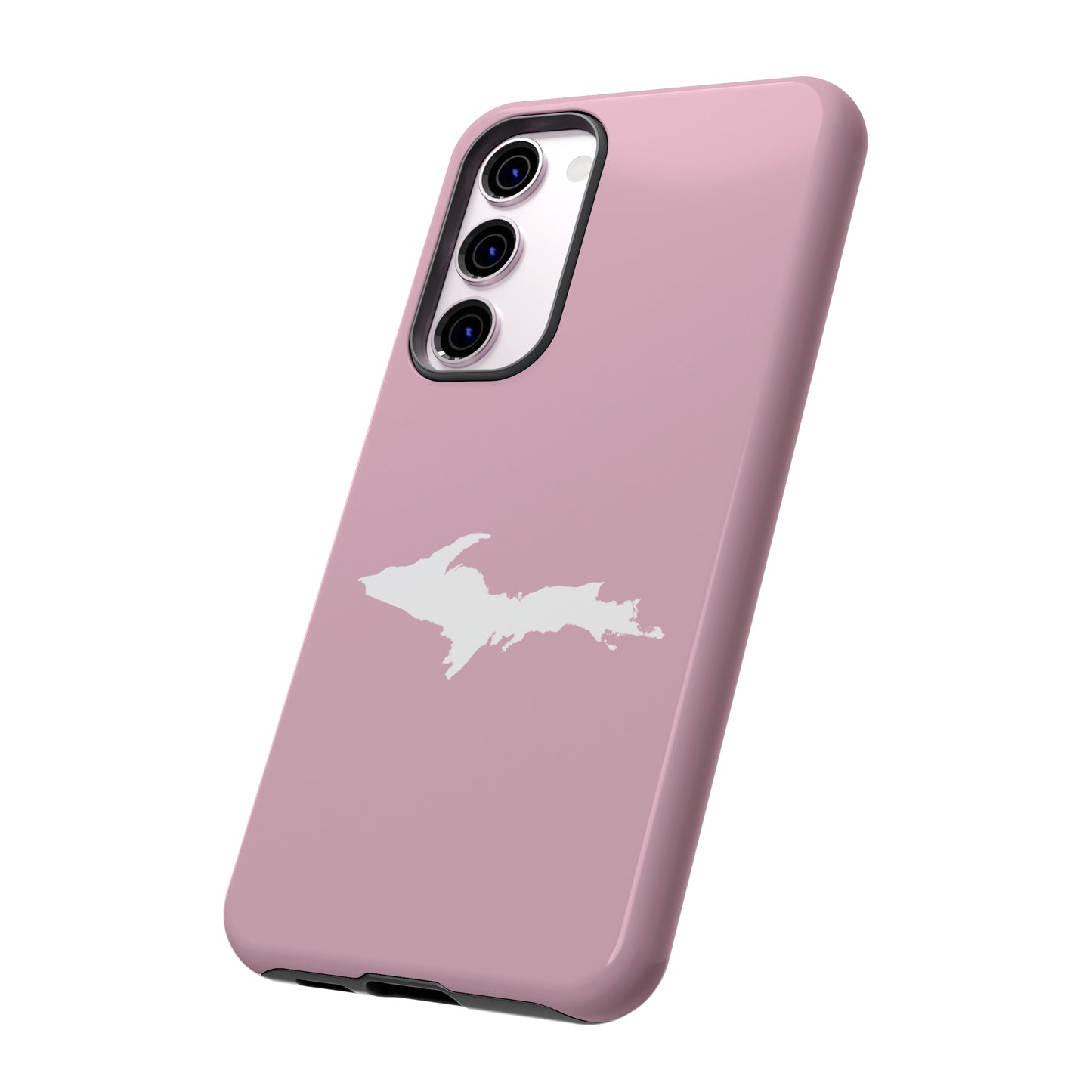 Michigan Upper Peninsula Tough Phone Case (Pink w/ White UP Outline) | Samsung & Pixel Android