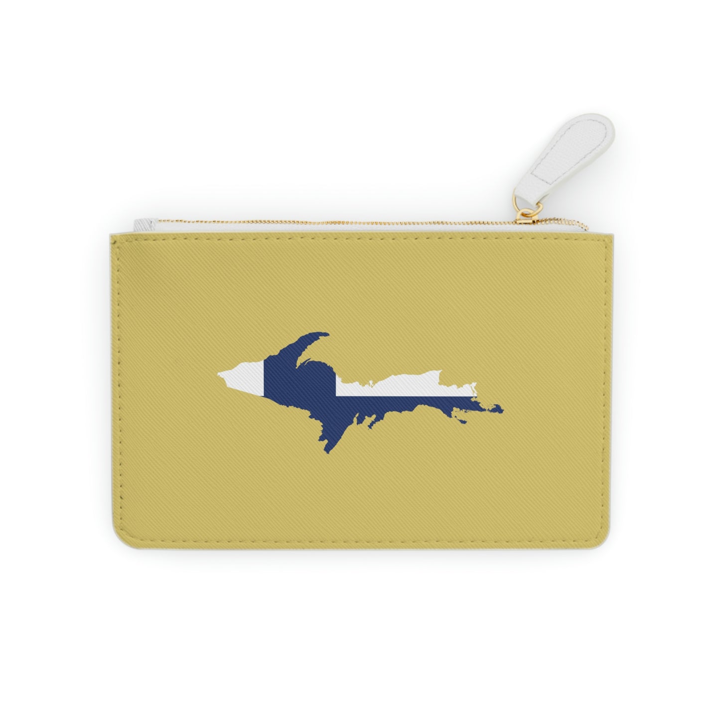 Michigan Upper Peninsula Mini Clutch Bag (Plum Yellow w/ UP Finland Flag Outline)