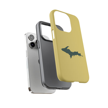 Michigan Upper Peninsula Tough Phone Case (Plum Yellow w/ Green UP Outline) | Apple iPhone