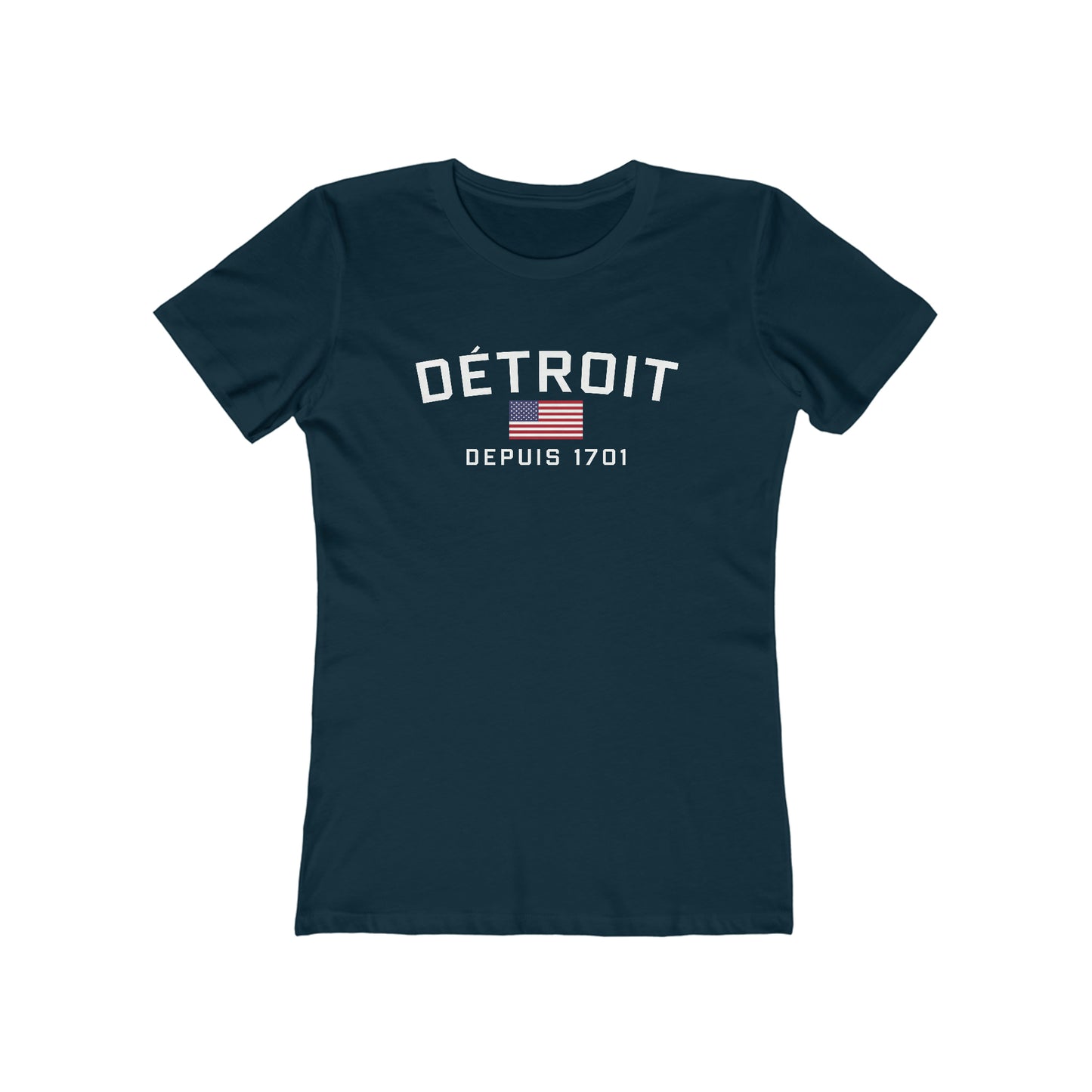 'Détroit Depuis 1701' T-Shirt (w/USA Flag Outline) | Women's Boyfriend Cut