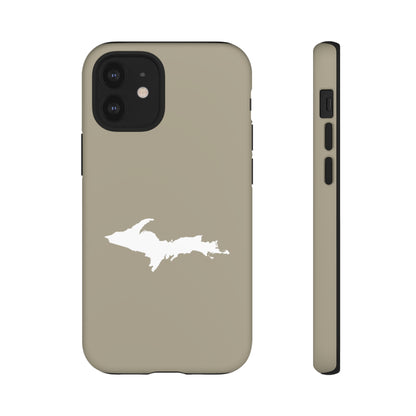 Michigan Upper Peninsula Tough Phone Case (Petoskey Stone Beige w/ UP Outline) | Apple iPhone