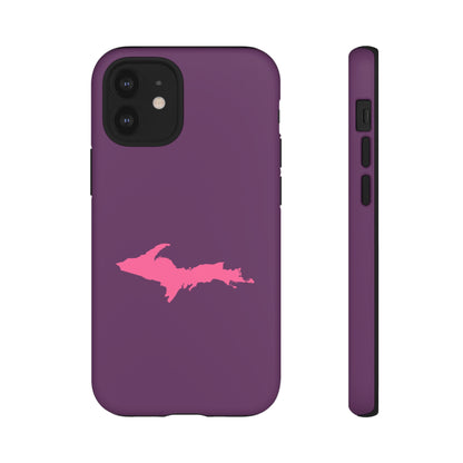 Michigan Upper Peninsula Tough Phone Case (Plum w/ Pink UP Outline) | Apple iPhone