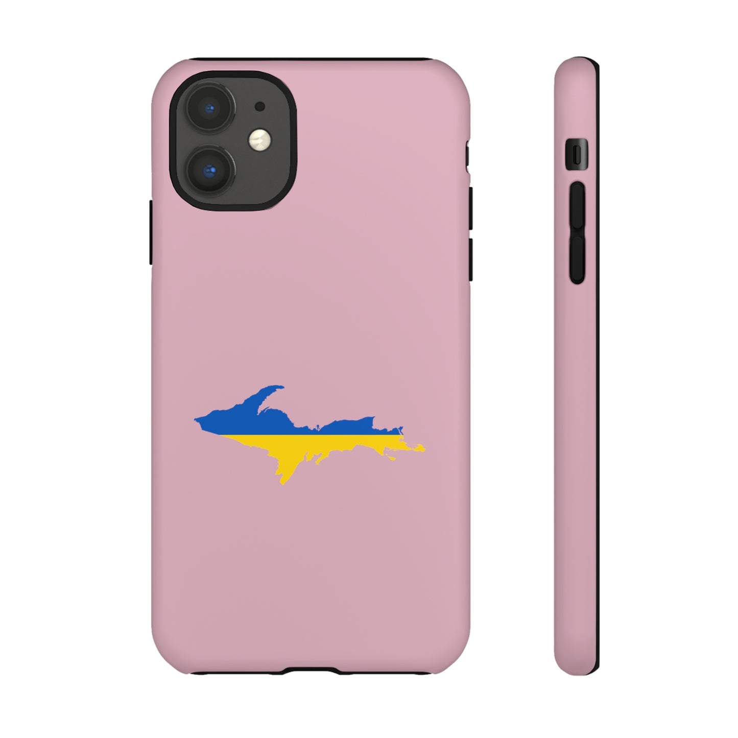 Michigan Upper Peninsula Tough Phone Case (Pink w/ UP Ukraine Flag Outline) | Apple iPhone