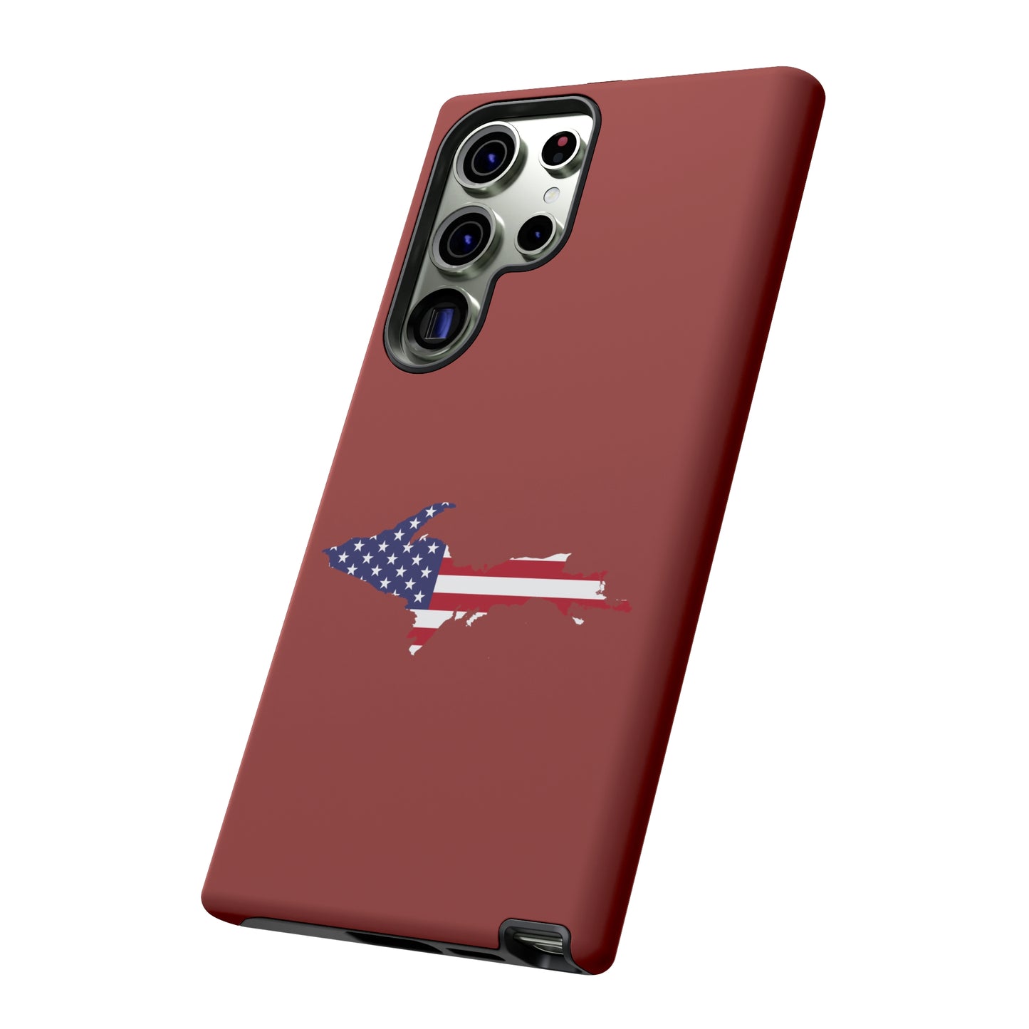 Michigan Upper Peninsula Tough Phone Case (Ore Dock Red w/ UP USA Flag Outline) | Samsung & Pixel Android