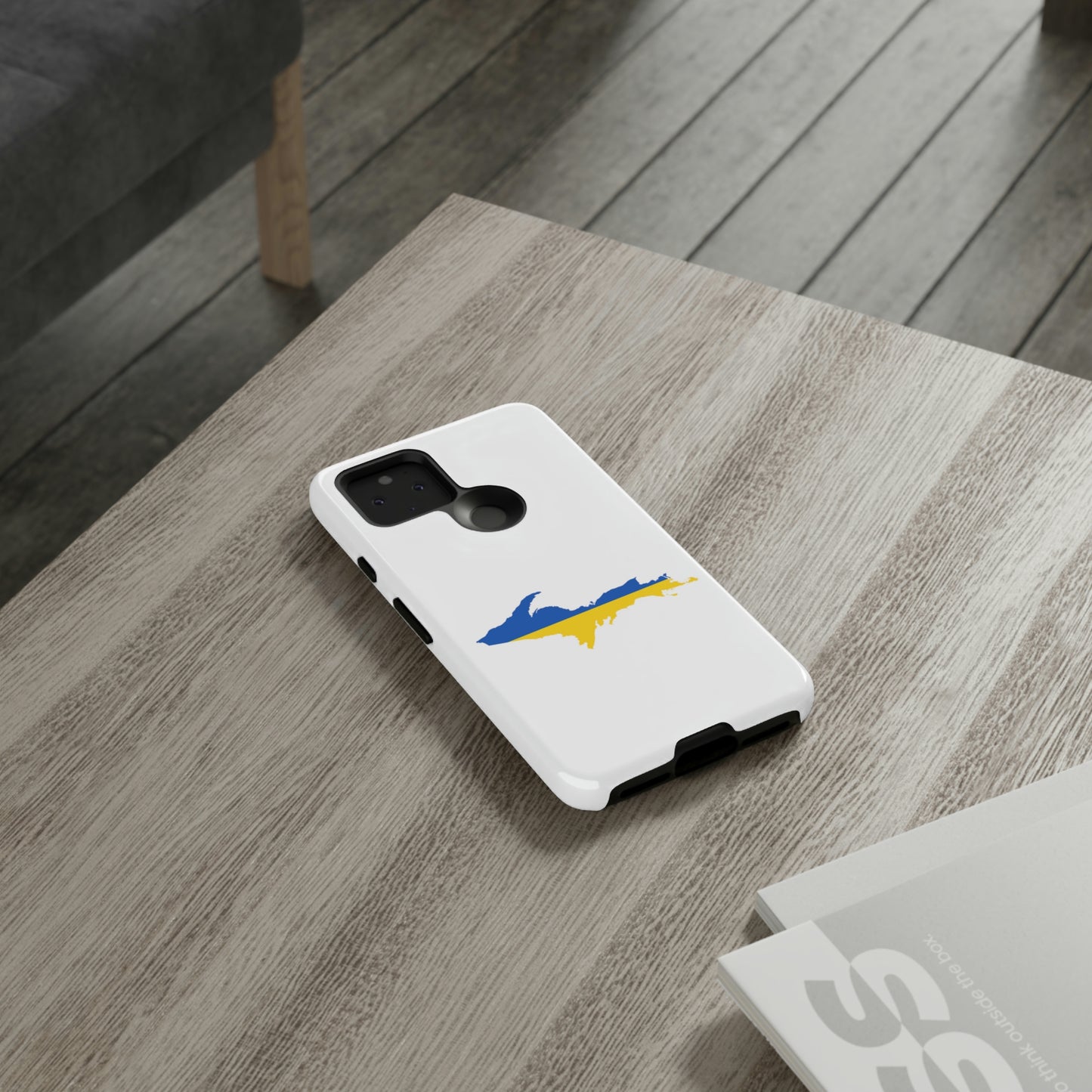 Michigan Upper Peninsula Tough Phone Case (w/ UP Ukraine Flag Outline) | Samsung & Pixel Android