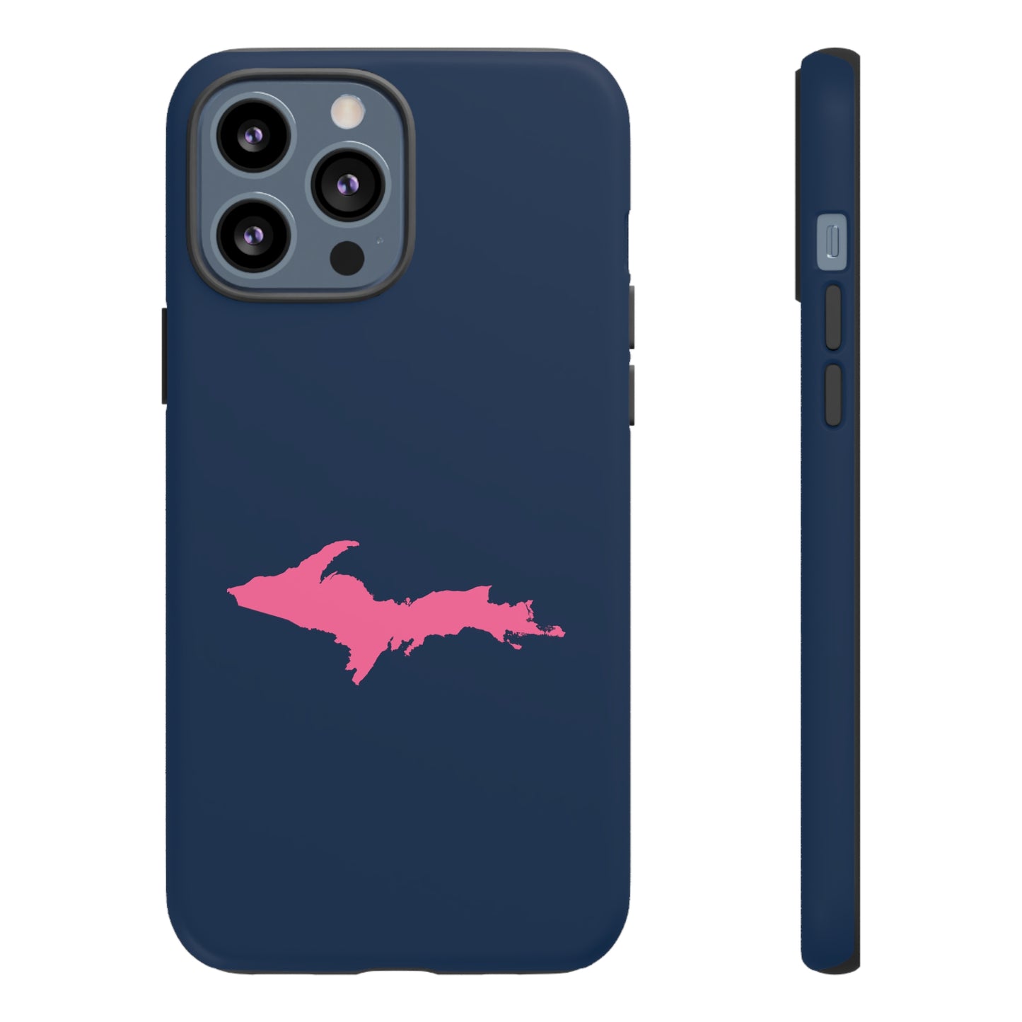 Michigan Upper Peninsula Tough Phone Case (Navy w/ Pink UP Outline) | Apple iPhone