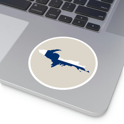 Michigan Upper Peninsula Round Stickers (Canvas w/ UP Finland Flag Outline) | Indoor\Outdoor