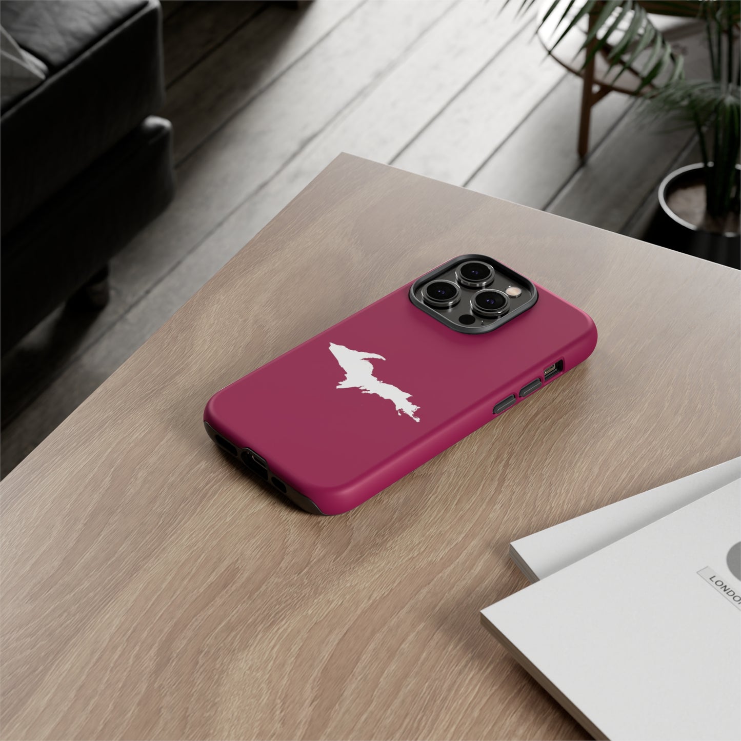 Michigan Upper Peninsula Tough Phone Case (Ruby Red w/ UP Outline) | Apple iPhone