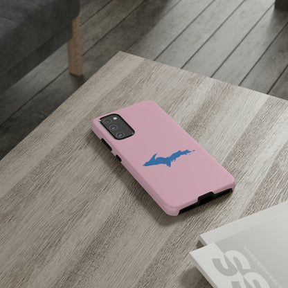 Michigan Upper Peninsula Tough Phone Case (Pink w/ Azure UP Outline) | Samsung & Pixel Android