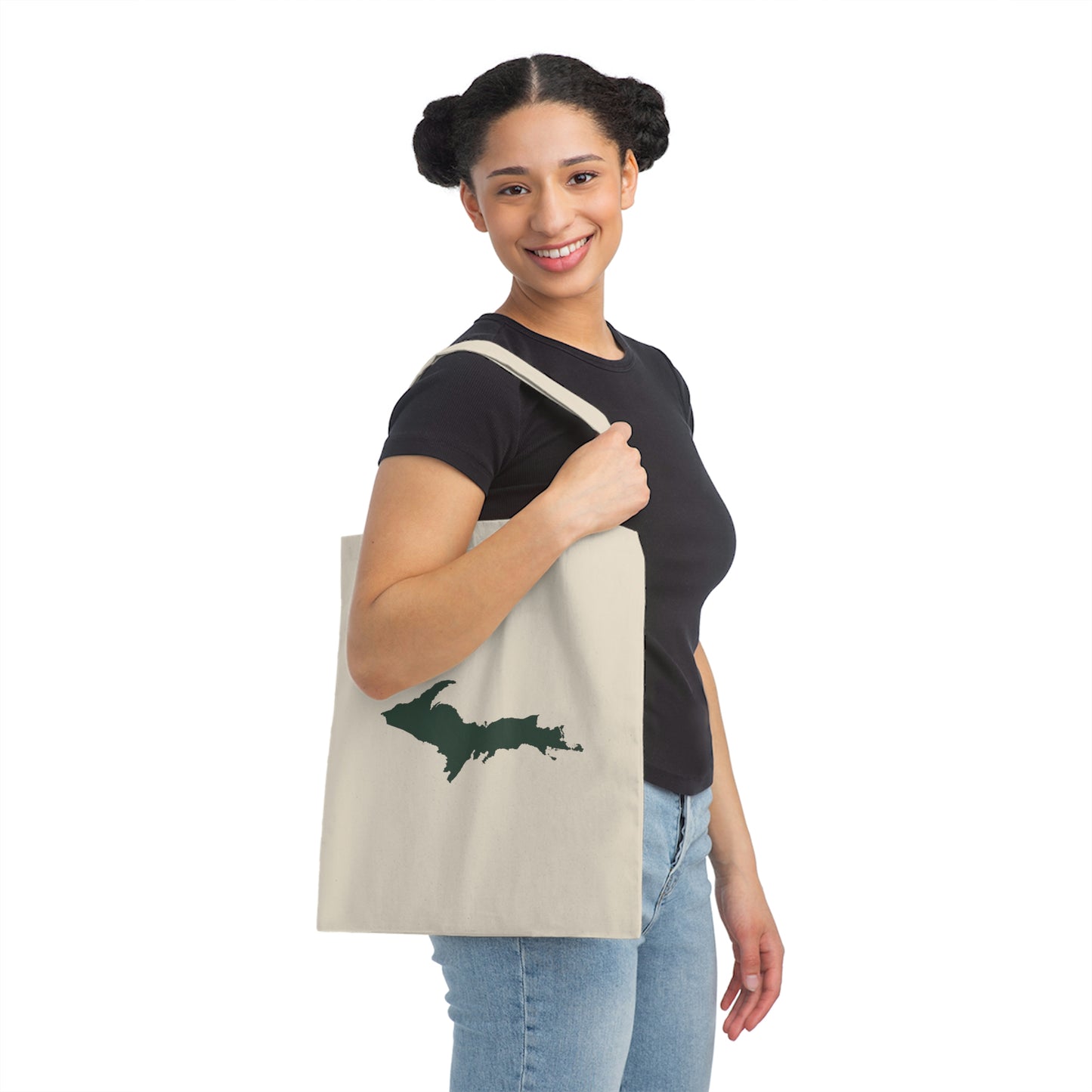 Michigan Upper Peninsula Light Tote Bag (w/ Green UP Outline)