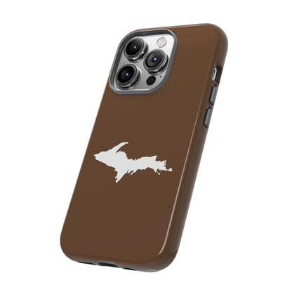 Michigan Upper Peninsula Tough Phone Case (Coffee Color w/ UP Outline) | Apple iPhone