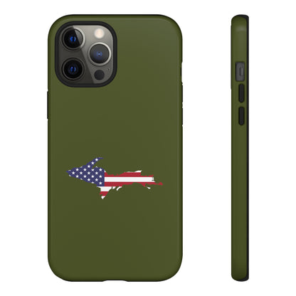 Michigan Upper Peninsula Tough Phone Case (Army Green w/ UP USA Outline) | Apple iPhone