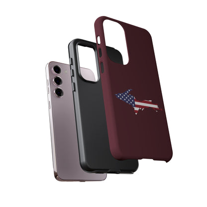 Michigan Upper Peninsula Tough Phone Case (Old Mission Burgundy w/ UP USA Flag Outline) | Samsung & Pixel Android