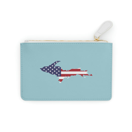 Michigan Upper Peninsula Mini Clutch Bag ('58 Caddie Blue w/ UP USA Flag Outline)