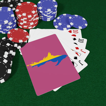 Michigan Upper Peninsula Poker Cards (Apple Blossom Pink w/ UP Ukraine Flag Outline)