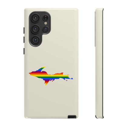 Michigan Upper Peninsula Tough Phone Case (Ivory Color w/ UP Pride Flag Outline) | Samsung & Pixel Android