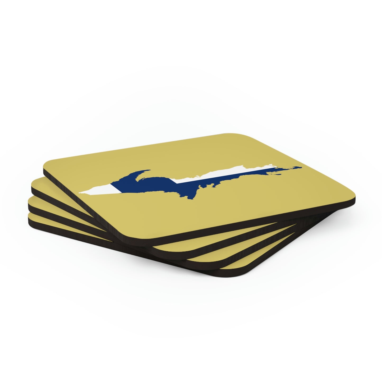 Michigan Upper Peninsula Coaster Set (Plum Yellow w/ UP Ukraine Flag Outline) | Corkwood - 4 pack