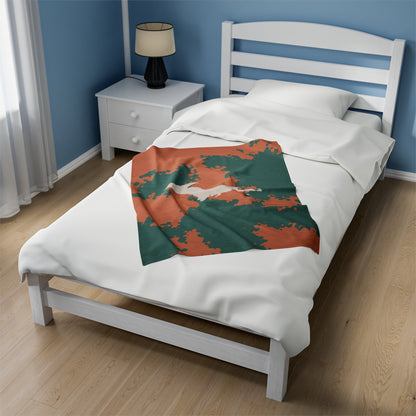 Michigan Upper Peninsula Plush Blanket (Copper Country Camo w/ UP Outline) | Canvas Color