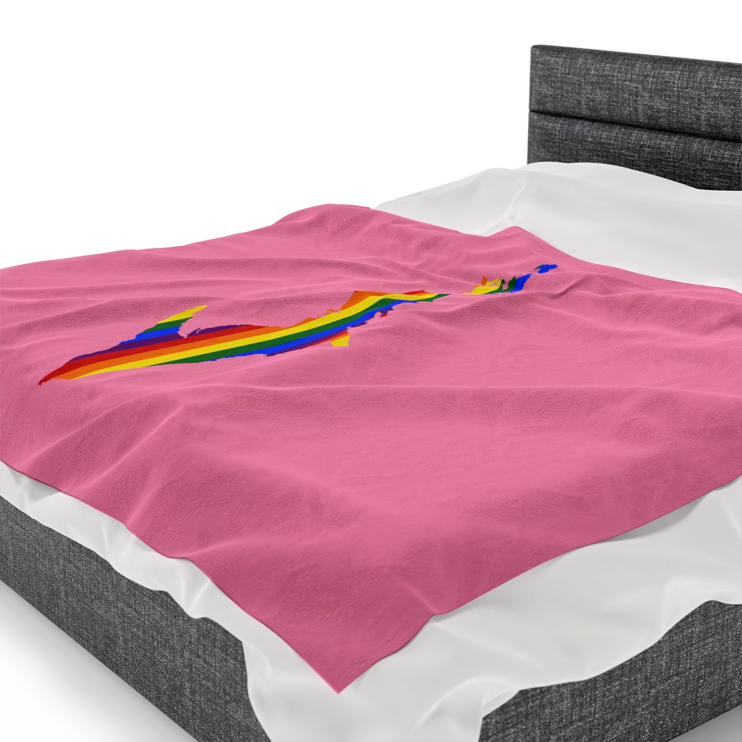 Michigan Upper Peninsula Plush Blanket (w/ UP Pride Flag Outline) | '67 Caddie Pink