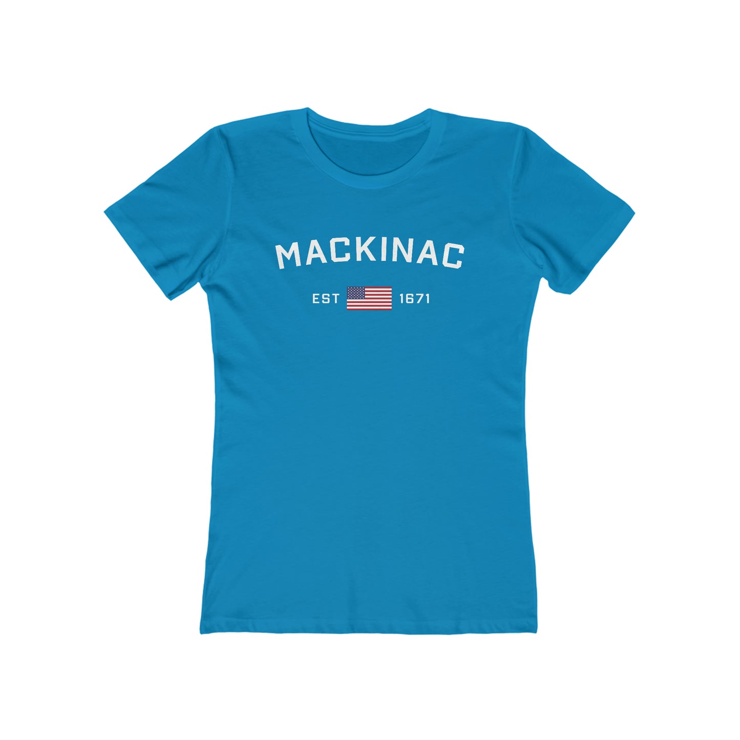 'Mackinac EST 1671' (w/USA Flag Outline) | Women's Boyfriend Cut