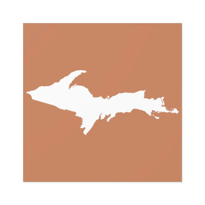 Michigan Upper Peninsula Square Sticker (Copper Color w/ UP Outline) | Indoor/Outdoor