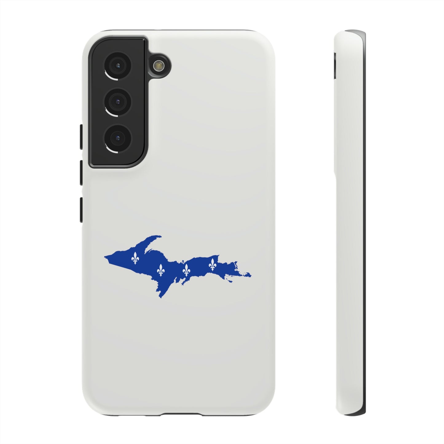 Michigan Upper Peninsula Tough Phone Case (Birch Bark White w/ UP Quebec Flag Outline) | Samsung & Pixel Android