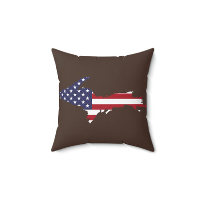 Michigan Upper Peninsula Accent Pillow (w/ UP USA Flag Outline) | Hickory Color