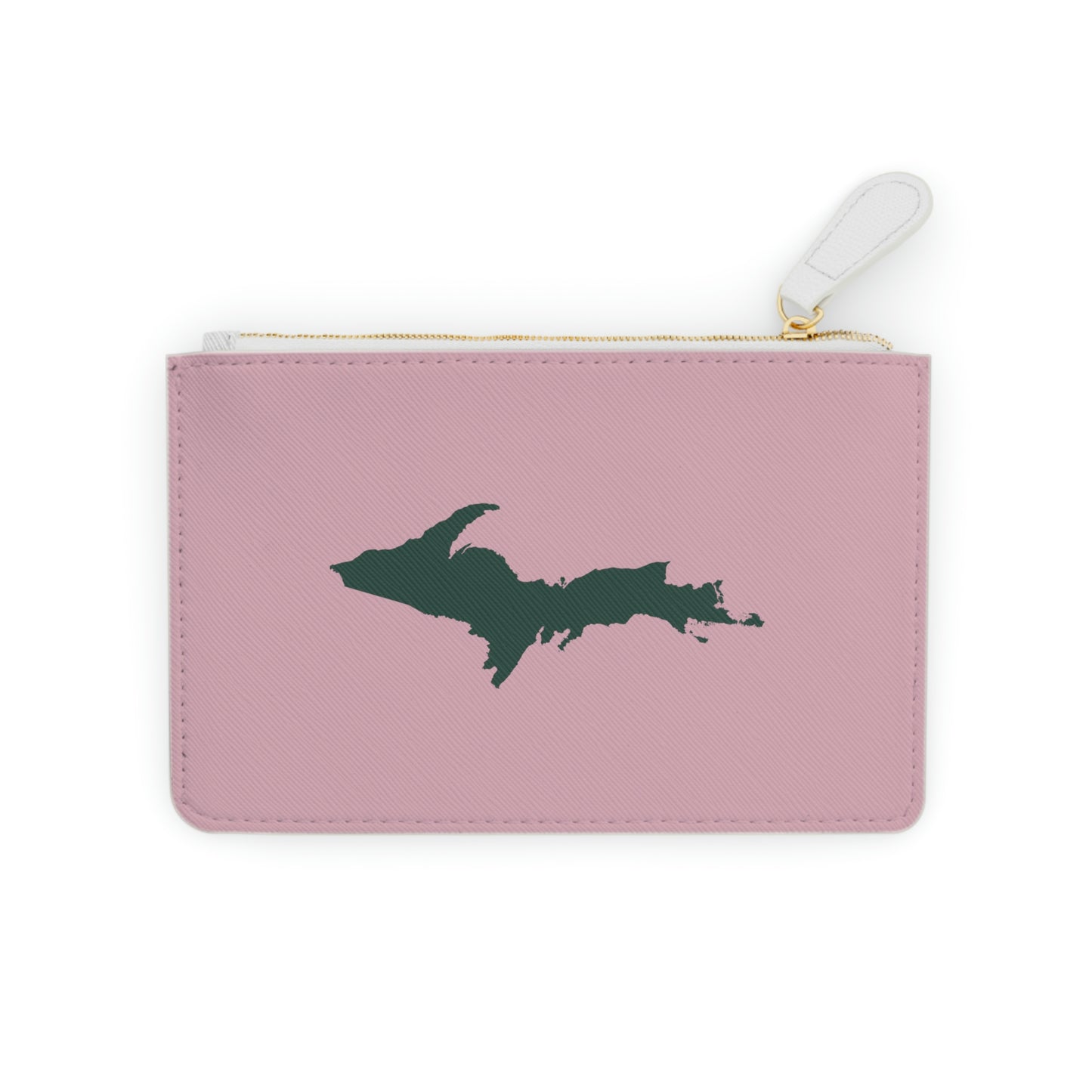 Michigan Upper Peninsula Mini Clutch Bag (Pink w/ Green UP Outline)