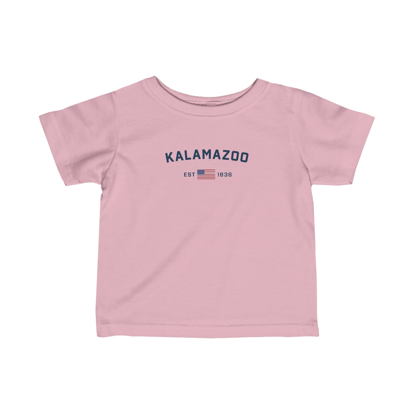 'Kalamazoo EST 1836' T-Shirt (w/USA Flag Outline) |  Infant Short Sleeve