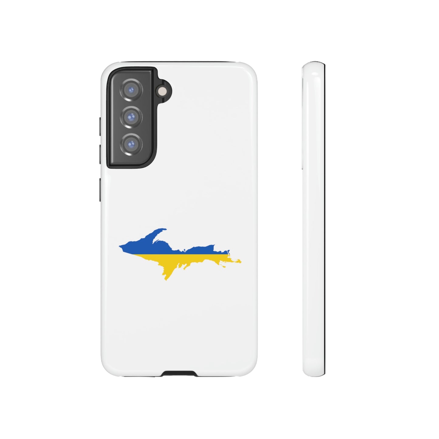 Michigan Upper Peninsula Tough Phone Case (w/ UP Ukraine Flag Outline) | Samsung & Pixel Android