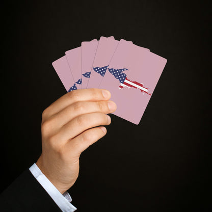 Michigan Upper Peninsula Poker Cards (Pink w/ UP USA Flag Outline)