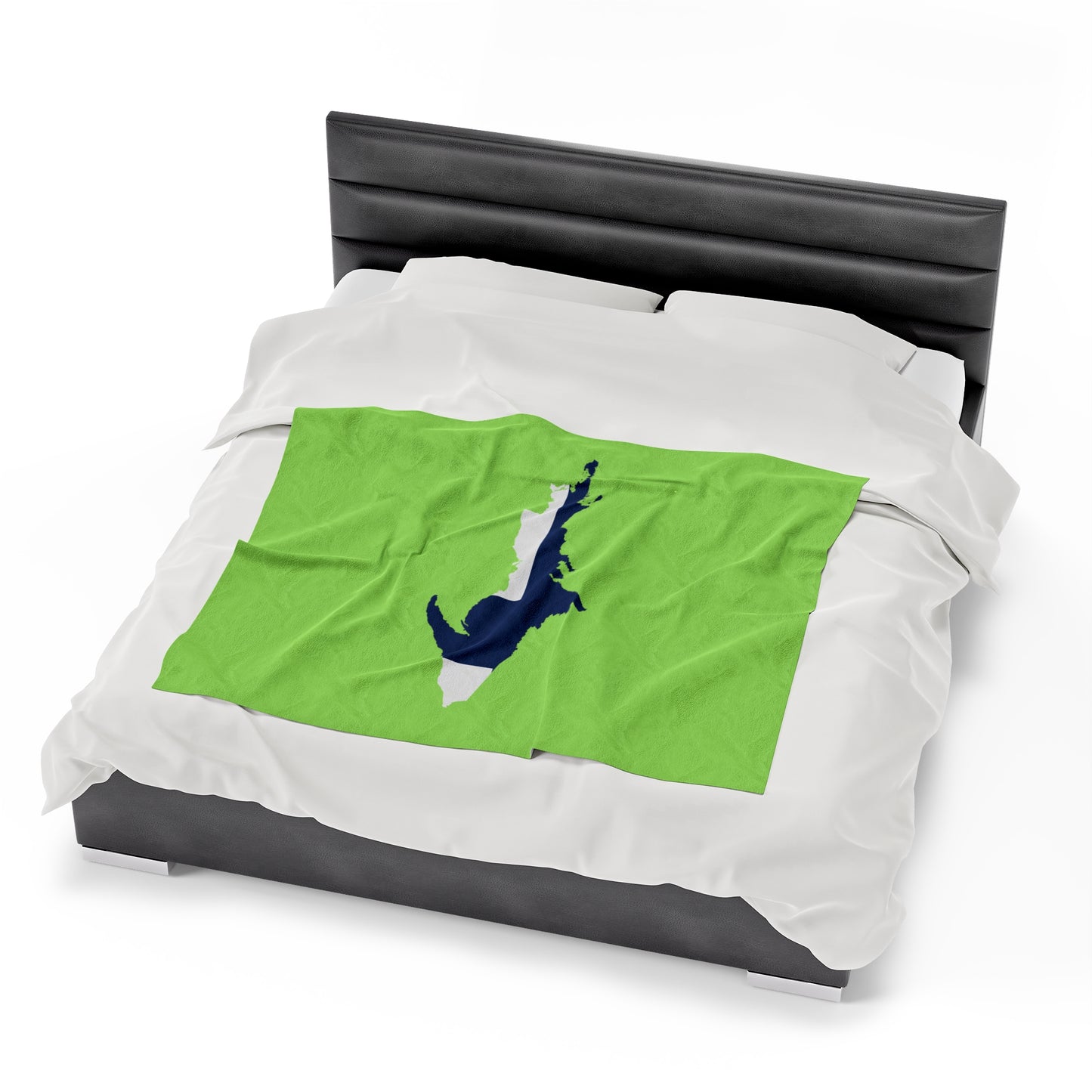 Michigan Upper Peninsula Plush Blanket (w/ UP Finland Flag Outline) | Flash Green