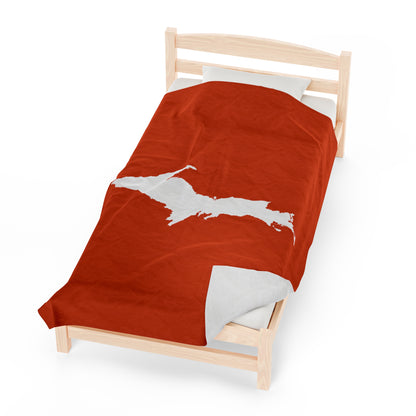 Michigan Upper Peninsula Plush Blanket (w/ UP Outline) | Maple Leaf Orange