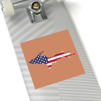 Michigan Upper Peninsula Square Sticker (Copper w/ UP USA Flag Outline) | Indoor/Outdoor