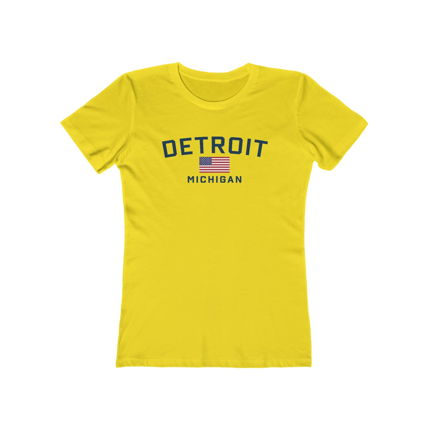 'Detroit Michigan' T-Shirt (w/USA Flag Outline) | Women's Boyfriend Cut