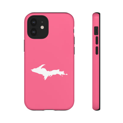 Michigan Upper Peninsula Tough Phone Case (Rhodochrosite Pink w/ UP Outline) | Apple iPhone