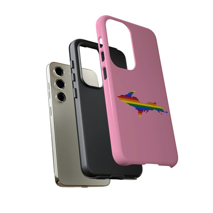 Michigan Upper Peninsula Tough Phone Case ('67 Caddie Pink w/ UP Pride Flag Outline) | Samsung & Pixel Android