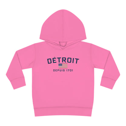 'Détroit Depuis 1701' Hoodie (w/USA Flag Outline) | Unisex Toddler